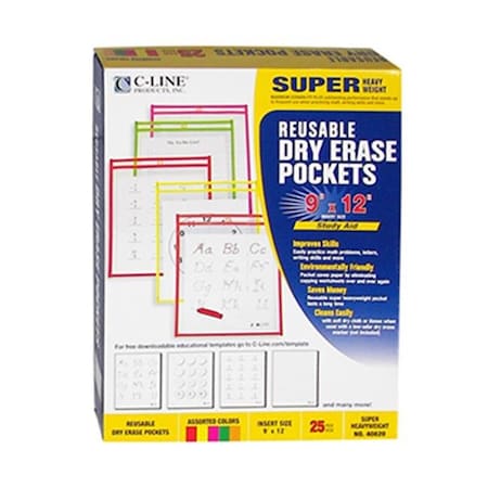 C-Line Products C-Line Products Inc Cli40820 Reusable Dry Erase Pockets 25- Box 40820